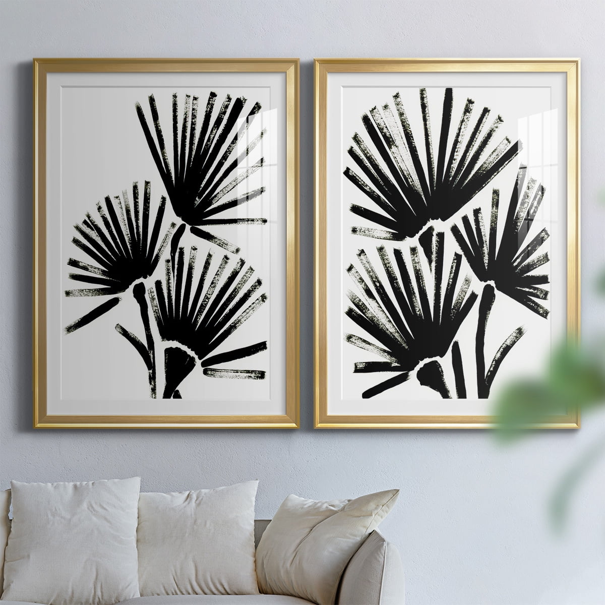 Wexford Home Fan Brush I Premium Framed Print, 18.5" x 24.5" - Ready to Hang, Gold (Set of 2)