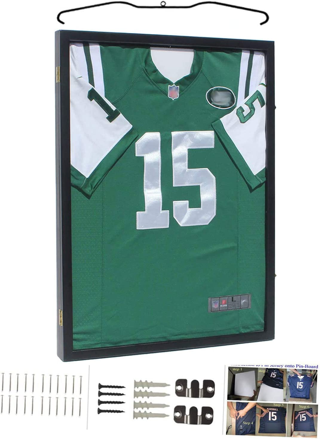 Flybold Jersey Display Frame Case - Large Black Memorabilia Framing Kit  with 98% Anti-Fade UV Protection for Football, Baseball, Basketball,  Soccer, and Hockey Jerseys 