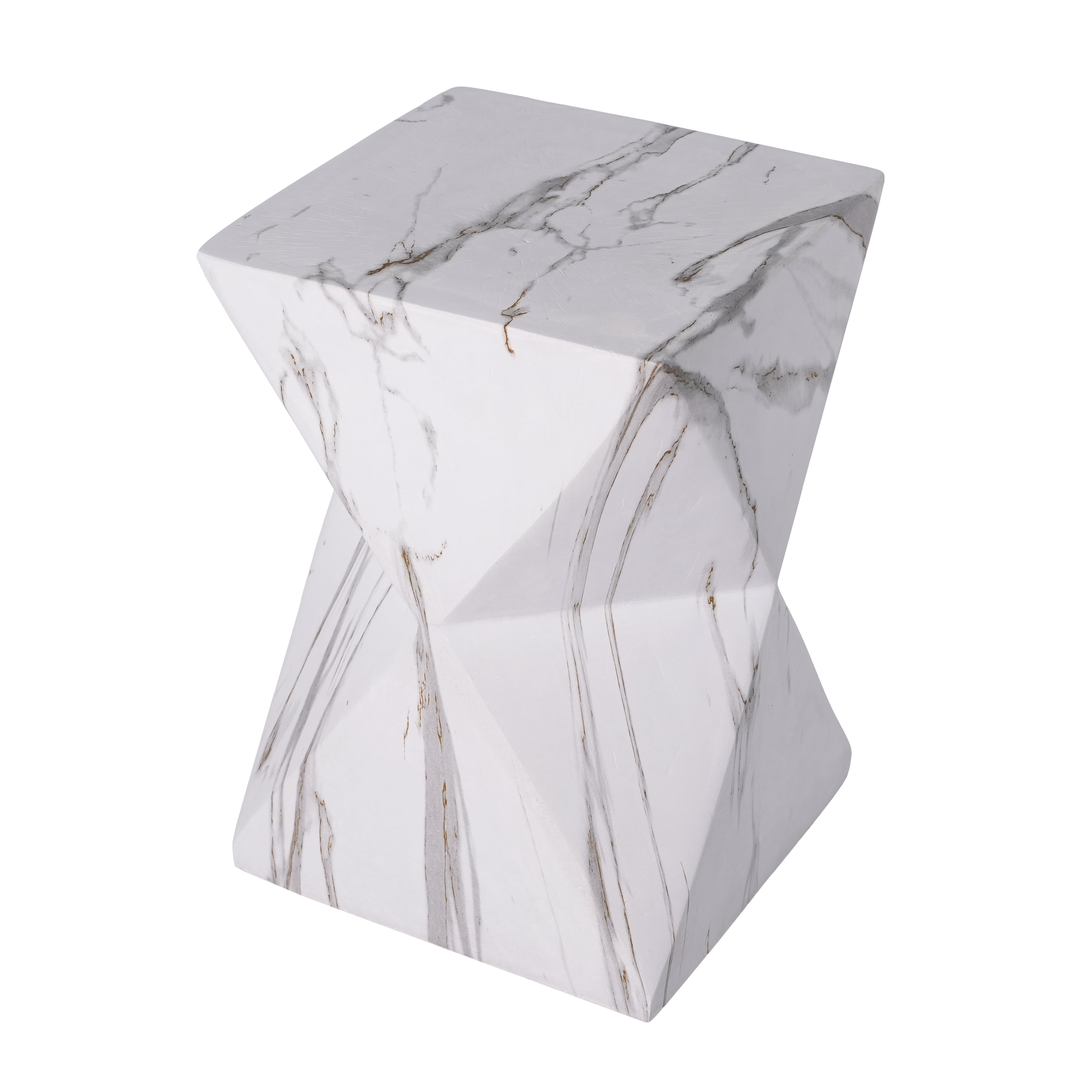 Mintazer 18.5"H Modern Geometric Hourglass MGO Side Table, Indoor & Outdoor Sculptural Accent End Table Plant Stool for Living Room Bedroom Patio Garden, White