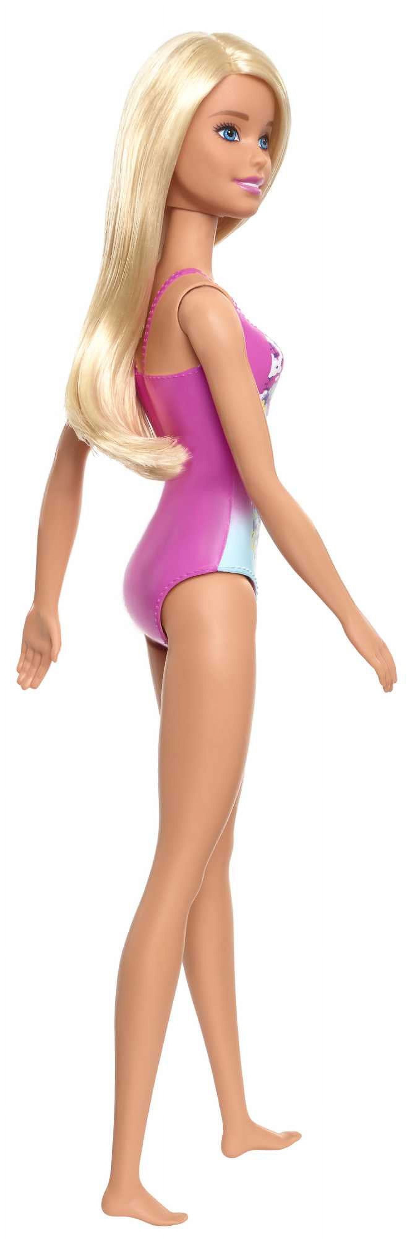 Barbie Swimsuit Beach Doll with Blonde Hair & Pink Floral Print Suit