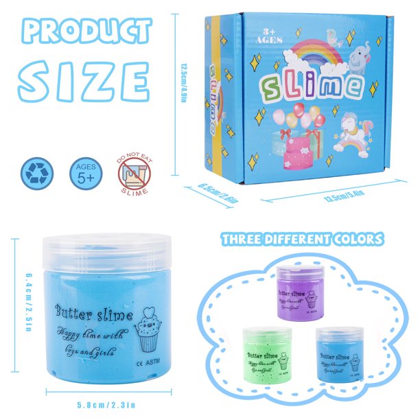 ZHHGOO 36 Kits de Fluffy Butter Slime,Suministros de Slime Claro para niños, Juguetes de Masilla Slime,Juguete para aliviar el estrés,Slime súper elástico niños favores de Fiesta de Limo