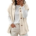 thumbnail image 2 of TARIENDY Warm Vests for Women Winter Fleece Jackets Sleeveless Stand Collar Button Down Outerwear Vest for Cold Weather Beige XL, 2 of 8