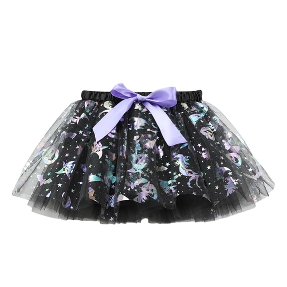 Likimi Toddler Girls Halloween Skirts Dance Costume Hallowmas Cartoon Print For Performance Comfort Tutu Skirts Size 9-11 Years