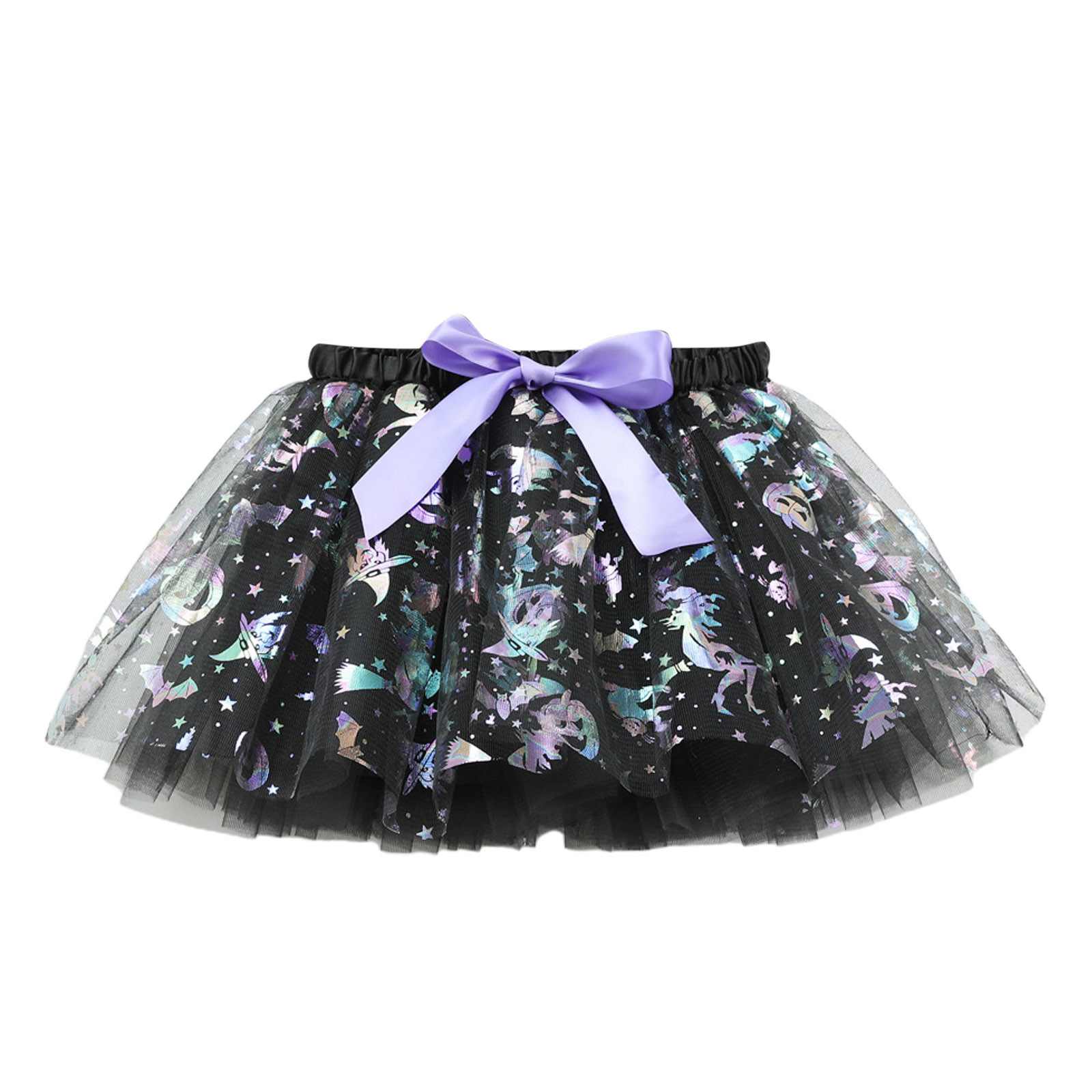 Jupe De Ballet Halloween Pour Fille - Tutu Imprimé Festif - Pour Déguisement, Danse Ou Fête - Taille Unique Ajustable