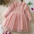 thumbnail image 4 of FamilyThread Girls Knitted Dress Long Sleeve With Ruffle Crewneck Fluffy Dress Mesh Casual Tutu Dresses For 2-8Y, 4 of 4