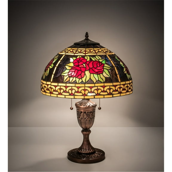 Meyda Tiffany 37788 Roses & Scrolls Table Lamp, 25" Height