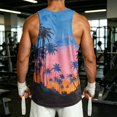 thumbnail image 4 of Hawaiian Palm Tree Graphic Tank Tops for Men Summer Cut Off Workout Sleeveless Shirts Big and Tall Beach Vacation Tops Casual Crewneck Tanks, 4 of 4