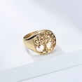 thumbnail image 3 of PAURO Tree of Life Rings for Women Silver Gold Plated Stainless Steel Circle Size 5 Personalized Statement Cubic Zirconia Dainty Elegant Signet Promise Charm Jewelry Gold Size 9, 3 of 6