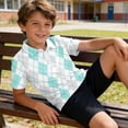 thumbnail image 2 of Domzest Boys Polo Shirt Short Sleeve Argyle Plaid School Uniform Golf Tennis Quick Dry Breathable Summer Back To School Kids Children Casual Collared Tops White 9-10 Years, 2 of 6