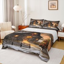 Homewish Western Rustic Farmhouse Bed Sheets,Merry Christmas King Sheets,Chic Xmas Tree Sheet Set For Girl Kids,Super Cozy Room Decor,4 Pieces