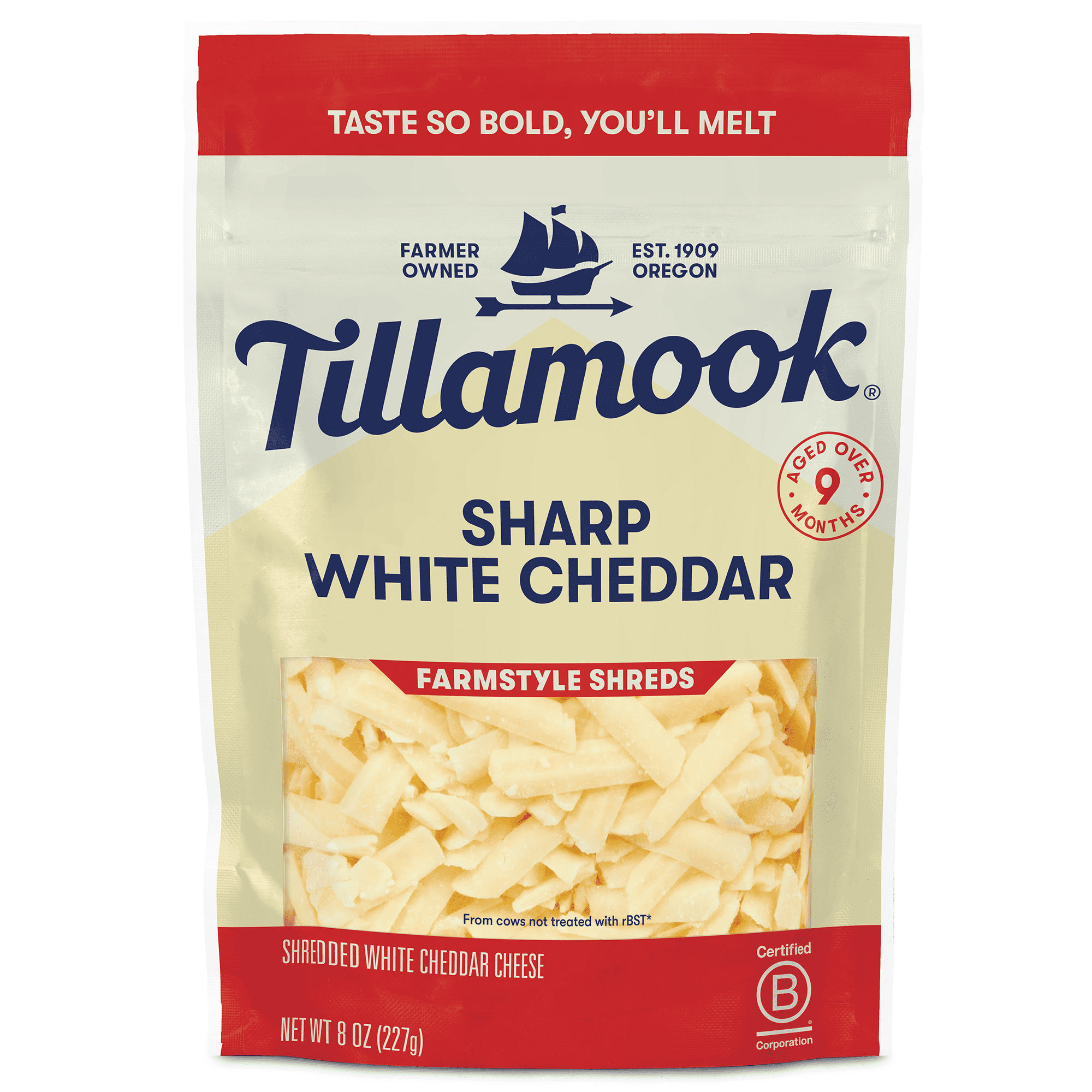 Tillamook Sharp White Cheddar Shredded Cheese, 8 oz