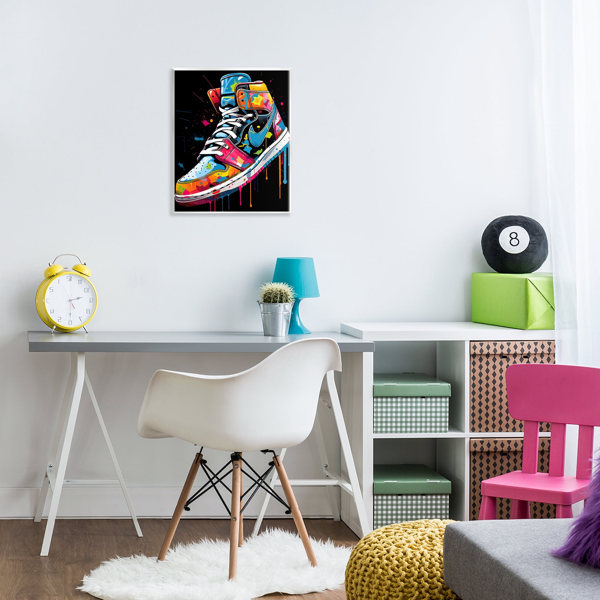 Stupell Industries Graffiti Sneaker on Black Wall Plaque Art, design by Creative Studio