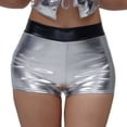 thumbnail image 2 of Afdoent Shorts For Women Solid Color Shiny Leather Stage Performance Pants Gold Embossed Leather High Waist Shorts Beach Vacation Outfits, 2 of 7