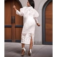 thumbnail image 6 of Women'S Elegant Floral Lace Long Sleeve Bodycon Pencil Dress for Evening Events White XXL, 6 of 10