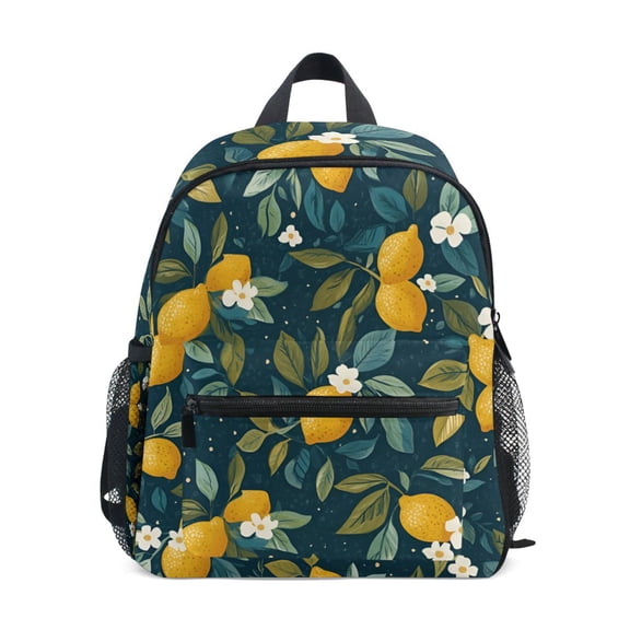 FORMRS Kids School Backpack with Front Zippered Pocket 12" Student Travel Daypack, Blue Lemons