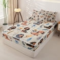 thumbnail image 2 of Homewish Cute Pet Dachshund Zipper Twin Comforter Sets with Fitted Sheet and 2 Pillowcases,Kawaii Floral Plants Zipper Bedding Set,Beige,Reversible,4pcs, 2 of 8