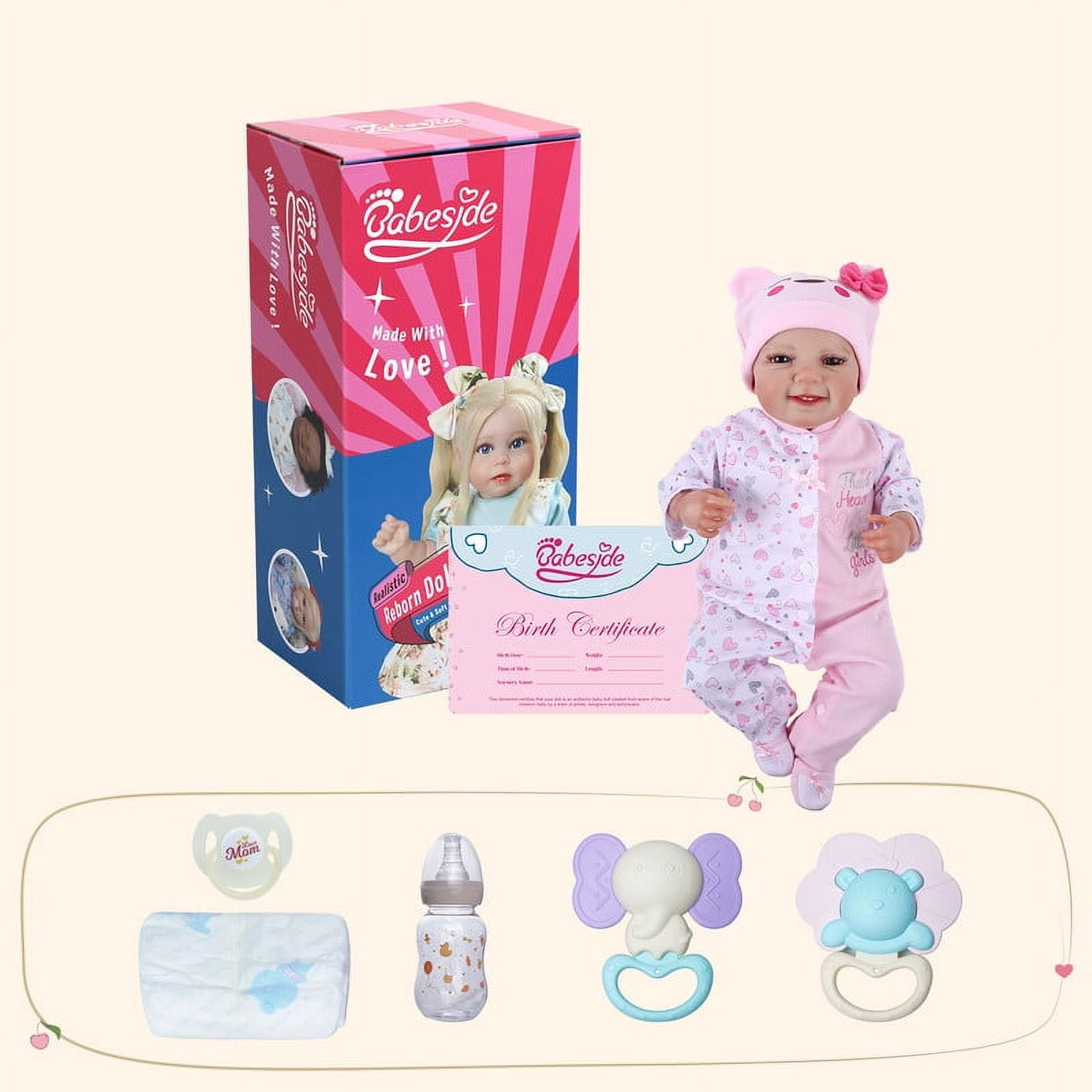 RSG 20 Inch Lifelike Reborn Baby Doll with Open Eyes Smiling Soft Cloth Body for Kids Gift Age 3+