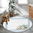 thumbnail image 3 of Round Rug 4Ft Washable Non-Slip, Blue Coastal Circle Area Rugs for Living Room Bedroom, Nautical Starfish Eucalyptus Leaf Coral Striped Indoor Floor Mats Carpet Runner for Home Decor Aesthetic, 3 of 8