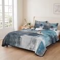 thumbnail image 2 of Twin Quilt Set 68''x86'', Blue Grey Lightweight Summer Bedspread Coverlet Set with 2 Pillow Shams, Modern Oil Painted Abstract Art Breathable All Season Quilt Bedding for Dorm/Bedroom, 2 of 9