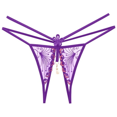 Womens Crotchless Underwear Cheeky Panties Purple Panties Women s Sexy Lingerie & Underwear Sexy Panties One Size