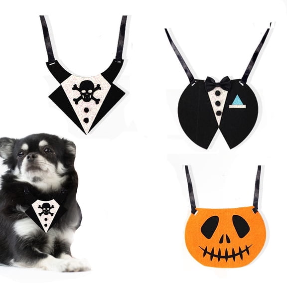 Futoo 3PCS Halloween pet scarf, pet decoration, dog bib, cat drool towel