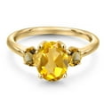 thumbnail image 3 of Gem Stone King 18K Yellow Gold Plated Silver Yellow Citrine Engagement Ring for Women | 2.01 Cttw | Oval 9X7MM | Gemstone November Birthstone | Size 6, 3 of 6