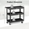 thumbnail image 3 of Costway 3-Tier Metal Utility Cart 400 lbs Storage Service Trolley Tool Storage Black, 3 of 9
