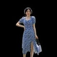 thumbnail image 2 of Vestido de mujer con estampado floral, abertura sexy, gasa sedosa, vestido largo informal, XXL Noticed AP001314-04B, 2 of 7