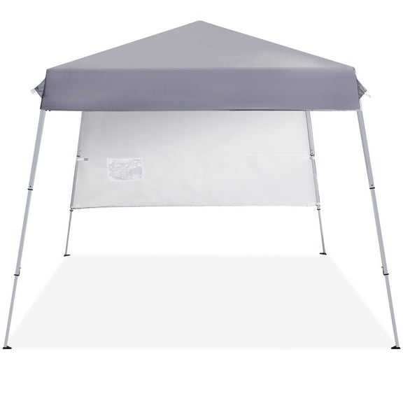 HomGarden 8 x 8ft Pop-up Canopy Tent Foldable Outdoor Patio Party Tent W/Carry Bag & Sidewall, Gray