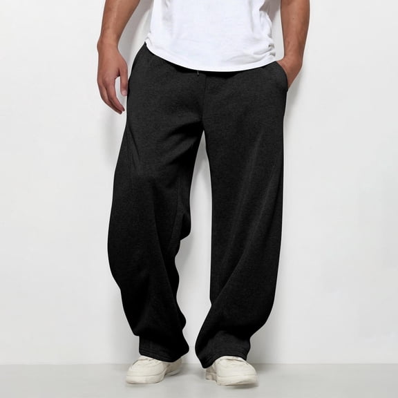 tarylea Mens Sweatpants Straight Leg Elastic Waist Drawstring Trousers Casual Loose Workout Solid Color Pants with Pockets