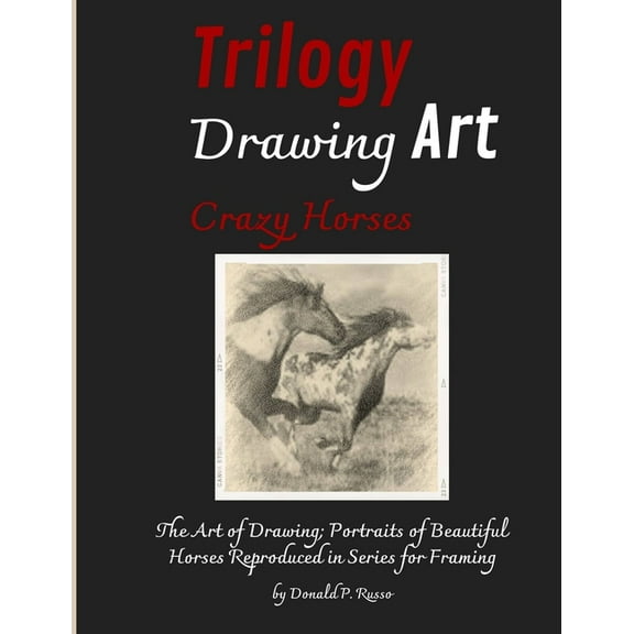 Trilogy Drawing Art Crazy Horses: The Art of Drawing; Portraits of Beautiful Horses Reproduced in Series for Framing, (Paperback)