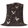 thumbnail image 6 of Japanese Style Blanket Soft Cozy Warm Twin Blanket for Bed, Plush Fuzzy Flannel Fleece Blankets for Sofa, Vintage Cranes Ocean Wave Black Grey Throw Blankets for Couch, Gifts for Men, 60"x80", 6 of 9