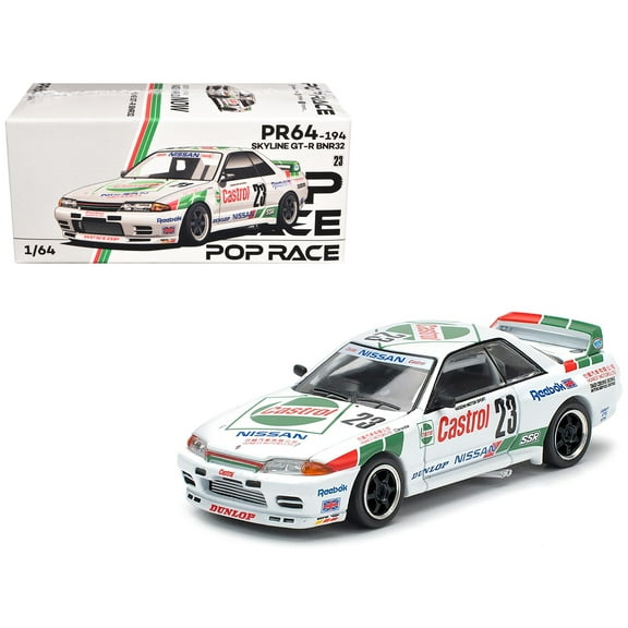 Nissan Skyline GT-R (BNR32) RHD (Right Hand Drive) #23 Winner "Macau Guia Race" (1990) 1/64 Diecast Model Car by Pop Race