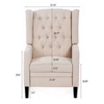 thumbnail image 3 of 27" Wide Manual Wingback Recliner Chair, Vintage Accent Chair, Recliner Chair with Nailhead Trim and Birch Legs, Tufted Single Sofa Chair, for Home, Living Room, Office, Bedroom, Beige, 3 of 7