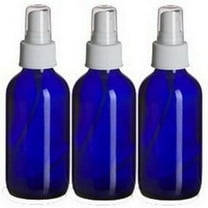 3 - 2oz Cobalt Blue Boston Round GLASS Spray Bottle White Fine Mist Sprayer