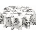 thumbnail image 1 of French Country Tablecloth Round Vintage Toile Black Table Cloths Circle Rustic Classic Village Table Cover Washable Wipeable Polyester Tabletop Holiday for Dining Kitchen Picnic Party Decor 60 Inch, 1 of 7