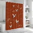 thumbnail image 6 of Japanese Style Shower Curtain, Waterproof Shower Curtains for Bathroom, Vintage Art Cranes Ocean Wave Red Washable Fabric Bathtub Curtain Set Bath Decor with 12 Hooks Long 72"x84", 6 of 8