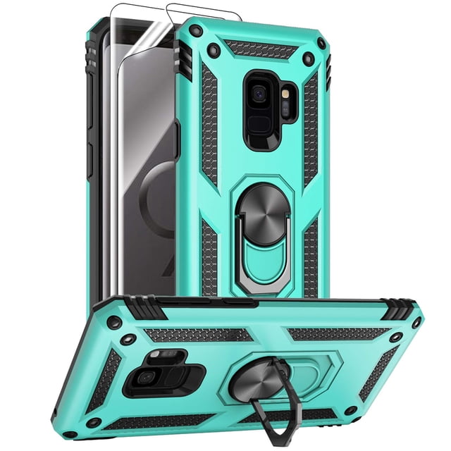 Funda Androgate para Samsung Galaxy S9 con soporte de anillo y protectores de pantalla