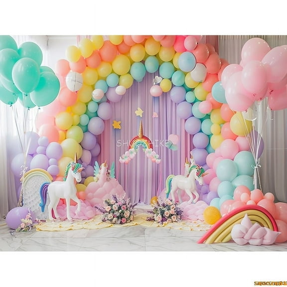 Arch Balloons Unicorns Photography Backdrops Props Baby Newborn Birthday Party ration Background RA-03