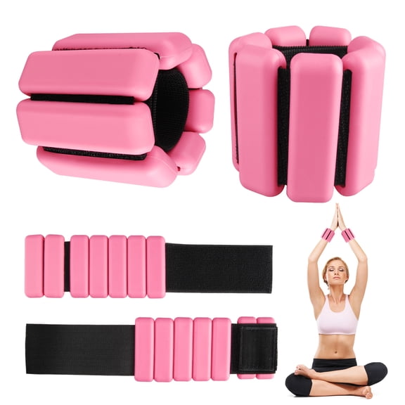 Wrist Weights for Women Men,2Pack Adjustable Wearable Wrist Ankle Weights for Pilates,Yoga,Running and Strength Training Silicone Comfortable Arm Leg Weighted Bracelet for Fitness,Walking,Gym,1lb