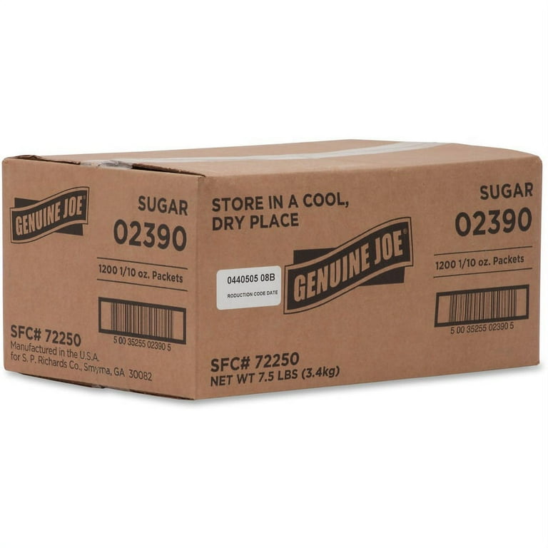 Genuine Joe Sugar Packets - Packet - 0.099 oz (2.8 g) - 1200/Box Genuine Joe Sugar Packets - Packet - 0.099 oz (2.8 g) - 1200/Box
