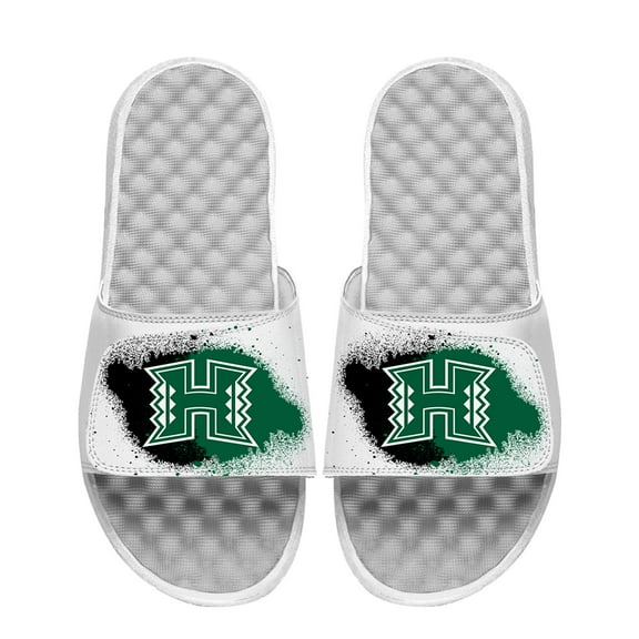 Youth ISlide White Hawaii Warriors Spray Paint Slide Sandals