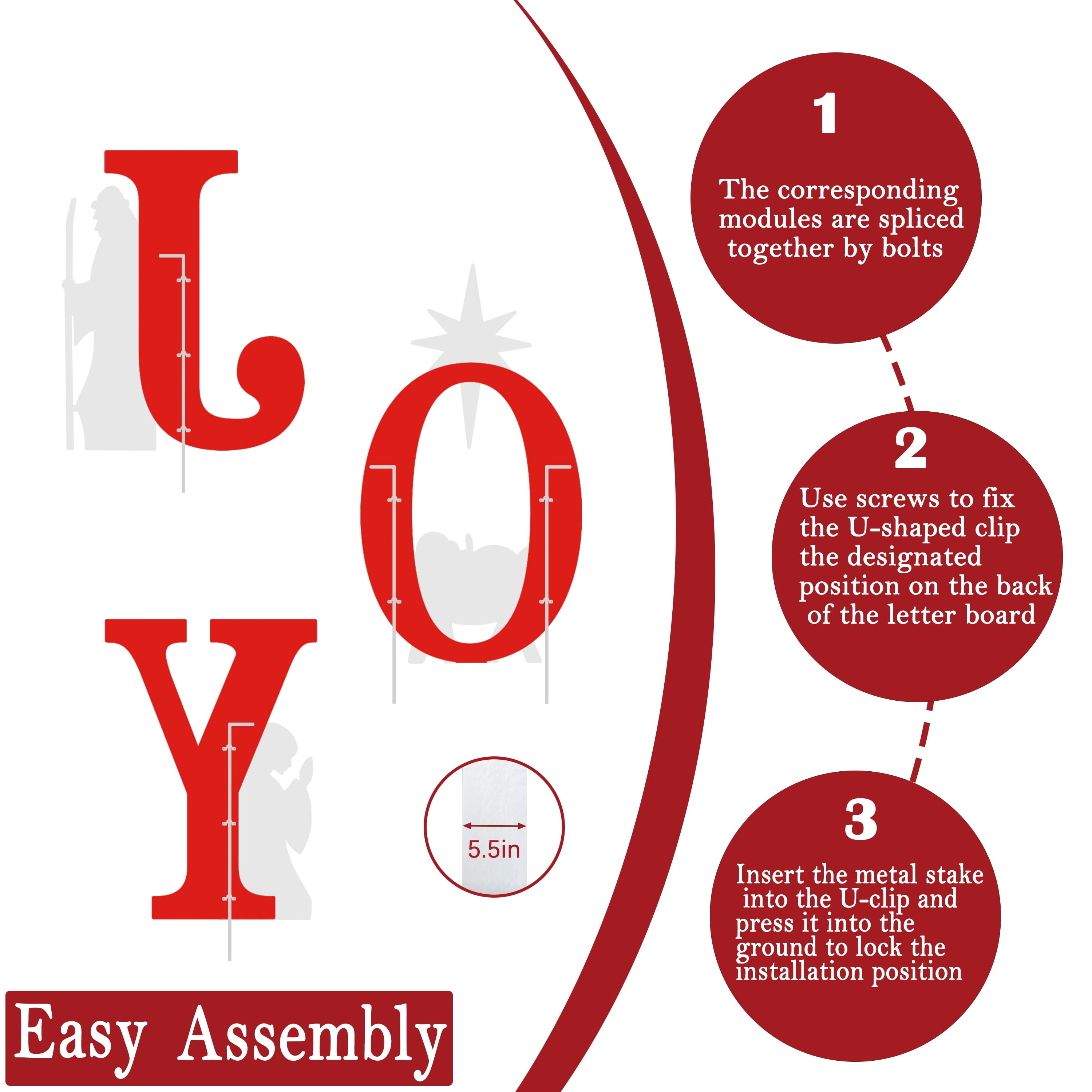JOY Christmas Nativity Yard Signs Outdoor Silhouette Weather Resistant PVC Set of 3 48 Inch