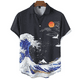 thumbnail image 4 of Camisa hawaiana de manga corta con estampado 3D de olas para hombre, informal, versátil, retro, minimalista, con solapa y botones para vacaciones en la playa, 4 of 5