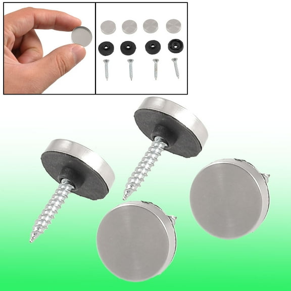 Uxcell 18mm Dia Glass Mirror Round Decorative Nail Self Drilling Screws 4 Pack