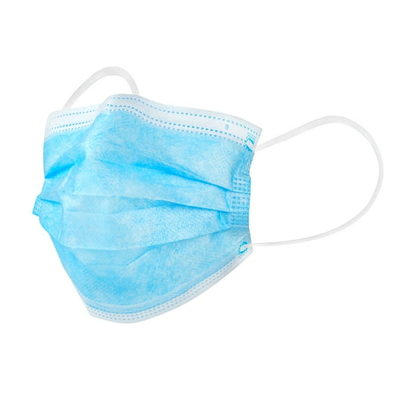 Clean Tek Blue Disposable Earloop Face Mask - 3-Layer Filtration - 7" x 3 3/4" - 50 count box