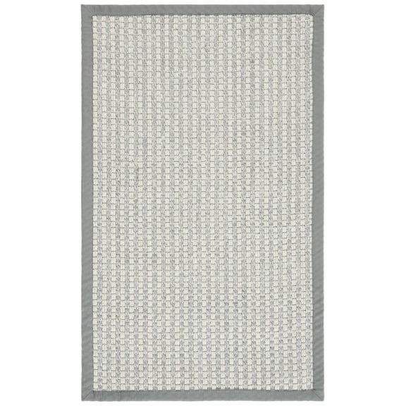 SAFAVIEH Palm Beach Sutton Texture/Embroidery Area Rug, Silver/Ivory, 3' x 5'