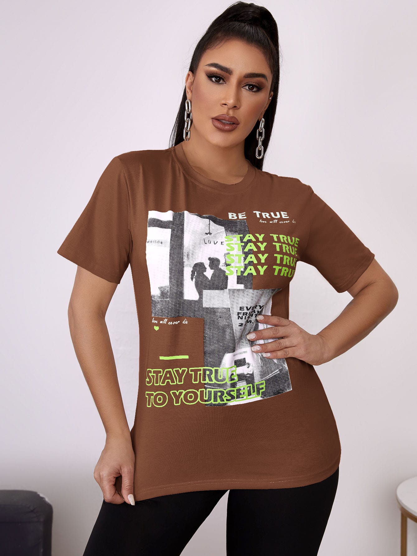 Women's Slogan Graphic Short Sleeve Tee 