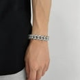 thumbnail image 5 of 14K Gold 15mm Men's Bracelet with Triple Row T-Shaped Moissanite Cuban Link, Bold Hip-Hop Bling for Style-Savvy Men, 5 of 7