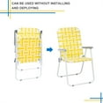 thumbnail image 5 of Folding Beach Chair Set of 2, Outdoor Beach Chair with Armrest, 2-Piece Steel Tube PP Webbing Bearing 120kg Patio Portable Camping Chair Webbed Chair for Garden Patio for Adults, Yellow & White Strip, 5 of 7